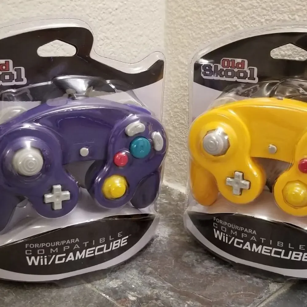 2 Gamecube Controllers - Purple & Orange (NEW) - Nintendo - Old Skool
